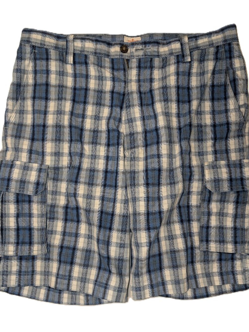 Dockers Men's Cargo Shorts. Classic fit, Blue Plaid. Size 34
